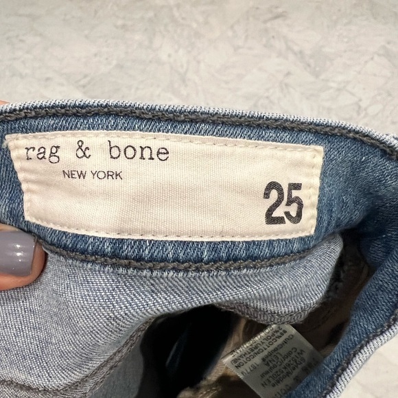 𝅺RAG & BONE Ankle Skinny Lena distressed jeans size 25 cropped 9 inch rise EUC - Picture 10 of 16